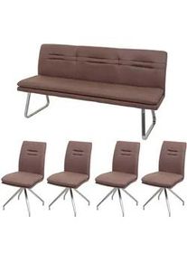 MCW Esszimmer-Set Braun 5er-Set , Textil , 180x90x60 cm , Esszimmer, Bänke, Sitzbänke
