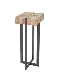 MCW Blumentisch Tanne Massiv eckig Braun, Schwarz , Holz , 32x100x32 cm , Wohnzimmer, Wohnzimmertische, Blumenständer