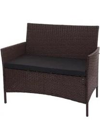 MCW Poly-Rattan Gartenbank Braun, Schwarz , Kunststoff , 106x83x60 cm , Gartenmöbel, Gartenbänke