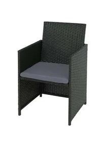 MCW Poly-Rattan Gartenstuhl Schwarz, Hellgrau , Kunststoff , 53x88x53 cm , Gartenmöbel, Gartenstühle, Gartenstühle