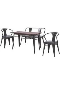 MCW Esszimmer-Set Grau 4er-Set , Metall , 120x115x60 cm , Esszimmer, Bänke, Tisch- & Eckbankgruppen