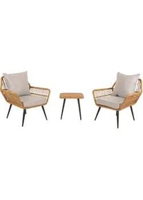 MCW Poly-Rattan Garnitur Hellgrau , Kunststoff , Loungemöbel, Loungemöbel-Sets