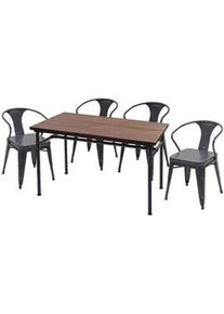 MCW Esszimmer-Set Schwarz, Grau , Holz , 120x115x70 cm , Esszimmer, Bänke, Tisch- & Eckbankgruppen