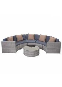 MCW Poly-Rattan Garnitur Rund Grau, Anthrazit, Beige , Kunststoff , Loungemöbel, Loungemöbel-Sets