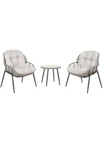MCW Poly-Rattan Garnitur Grau, Hellgrau , Kunststoff , Loungemöbel, Loungemöbel-Sets