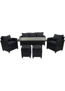 MCW Poly-Rattan Garnitur Schwarz , Kunststoff , Loungemöbel, Loungemöbel-Sets