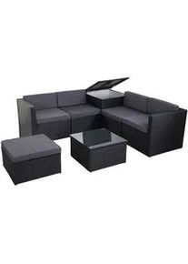 MCW Poly-Rattan-Garnitur Staufach Anthrazit , Kunststoff , Loungemöbel, Loungemöbel-Sets