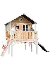 AXI Ambia Garden Spielhaus , Braun, Grau, Weiß , Holz, Kunststoff , 380x274x212 cm , EN 71, CE, FSC 100% , Freizeit & Co, Gartenspielzeug, Spielhäuser
