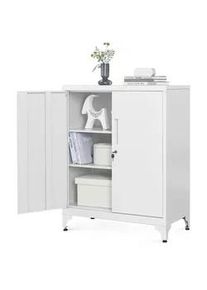 Mehrzweckschrank , Grauweiß , Metall , 2 Fächer , 80x90x40 cm , stehend , Waschküche, Mehrzweckschränke