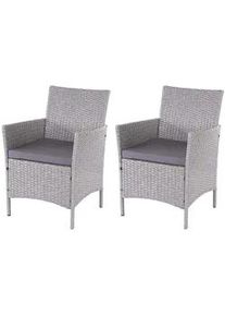 MCW Poly-Rattan Sessel Halden Grau, Anthrazit 2er-Set , Kunststoff , 59x83x60 cm , Gartenmöbel, Gartenstühle, Gartenstühle