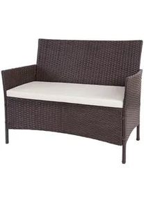 MCW Poly-Rattan Gartenbank Braun, Cremeweiß , Braun, Weiß , Kunststoff , 106x83x60 cm , Gartenmöbel, Gartenbänke