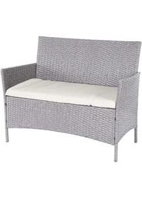 MCW Poly-Rattan Gartenbank Hellgrau, Cremeweiß , Hellgrau, Weiß , Kunststoff , 106x83x60 cm , Gartenmöbel, Gartenbänke