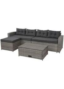 MCW Poly-Rattan Garnitur Grau, Anthrazit , Kunststoff , Loungemöbel, Loungemöbel-Sets