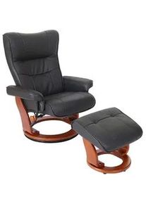 MCA furniture MCA Relaxsessel MIT Hocker Schwarz , Leder , 83x104x83 cm , Wohnzimmer, Sessel, Relaxsessel