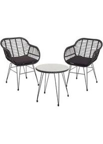 MCW Poly-Rattan Garnitur Anthrazit , Kunststoff , Balkonmöbel, Balkonmöbel-Sets