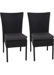 MCW Poly-Rattan Stuhl Schwarz, Anthrazit 2er-Set , Kunststoff , 52x90x58 cm , Gartenmöbel, Gartenstühle, Gartenstühle
