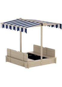 Outsunny Sandkasten mit Dach abnehmbar Rücklehnen Tannenholz 3-7 Jahren Natur , Naturfarben , Holz , 106x115x106 cm , Outdoor Spielzeug, Sandkästen