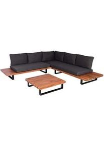 MCW Garten-Garnitur Schwarz, Dunkelbraun, Grau , Holz , Loungemöbel, Loungemöbel-Sets