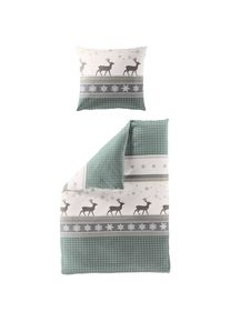 Bierbaum , Bettwäsche »4036« 2 Stk. tlg. Biber, 100 % Baumwolle, pflegeleicht, kuschelig weich , jade , Obermaterial: 100% Baumwolle , B/L: 135 cm...