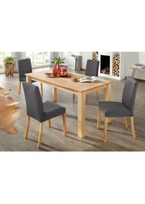 Home Affaire , Essgruppe Set, 5 Stk. tlg. Tischgruppe im Landhaus Stil, 1 Tisch, 4 Stühle , braun +