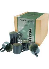 Creatable, Becher &raquo;Nordic Fjord&laquo; Kaffeebecher, Tassen Set, 6-teilig, 285 ml, gr&uuml;n, Steinzeug, &Oslash; 8,8 cm x 9,5 cm, gr&uuml;n