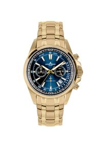 Jacques Lemans , Chronograph »Liverpool« Quarzuhr, Armbanduhr, Herrenuhr, Edelstahlarmband, analog, Tag , goldfarben-blau , Attraktiver Chronograph