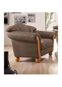 Home Affaire, Sessel &raquo;Milano, bequemer Loungesessel, Landhaus-Stil, Holz-Chatosen und -F&uuml;&szlig;e&laquo;, braun, Chenille (70% Polyacryl, 30% Polyester) auf 