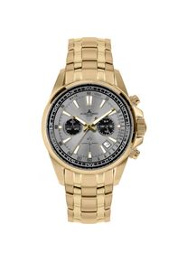 Jacques Lemans , Chronograph »Liverpool« Quarzuhr, Armbanduhr, Herrenuhr, Edelstahlarmband, analog, Tag , goldfarben-grau , Attraktiver Chronograph
