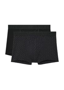 HOM , Boxershorts »Neels« 2er Pack, horizontaler Eingriff, weich, elastisch, bequem , Black/Black print , M , M , Herren-Pants von HOM