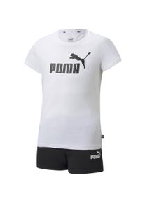 Puma, Mädchen, Sportshirt, Logo Tee & Shorts Set (128), Weiss, 128