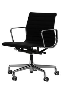 Aluminum Chair EA 118 / EA118 Chaise Cuir Premium Nero Vitra