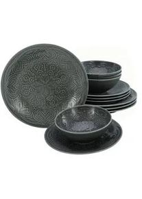 Creatable Tafelservice Orient Mandala Dunkelgrau, 12-teilig