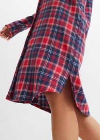 bonprix Koszula nocna z tkaniny flanelowej, z plisą guzikową, niebieski, 40/42