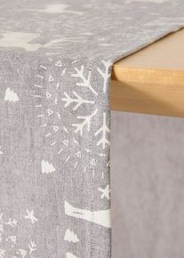 Bordløper i økologisk bomull med julemotiv, grå, størrelse 40x160 cm, bonprix