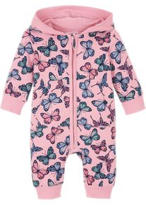 Sweat baby-jumpsuit med hette økologisk bomul, lyserosa, størrelse 80/86, bonprix