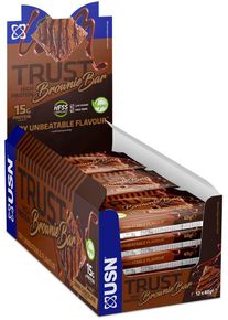 USN Trust Vegan Protein Brownie Bar, 12 x 60 g Riegel, Dark Chocolate