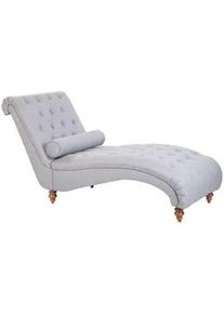 Beliani Chaiselongue Polsterbezug hellgrau Muret , Grau , Textil , 163x87x72 cm , Wohnzimmer, Sessel, Relaxliegen