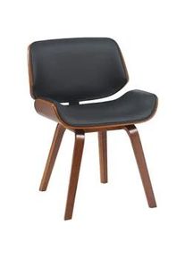 CLP Besucherstuhl Lederlook Walnuss/Schwarz , Schwarz, Walnussfarben , Textil , 55x80x41 cm , Arbeitszimmer, Besucherstühle