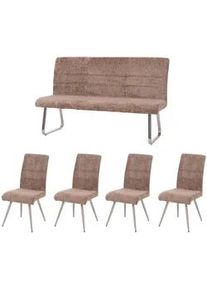 MCW Esszimmer-Set Braun 5er-Set , Textil , 160x100x65 cm , Esszimmer, Bänke, Tisch- & Eckbankgruppen