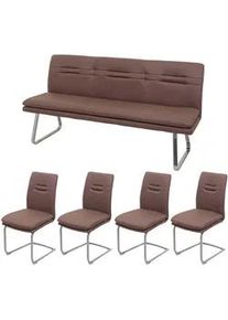 MCW Esszimmer-Set Braun 5er-Set , Textil , 180x92x58 cm , Esszimmer, Bänke, Tisch- & Eckbankgruppen