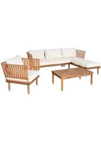 MCW Garten-Garnitur Braun, Weiß , Holz , Loungemöbel, Loungemöbel-Sets