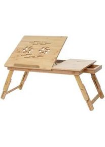 MCW Laptoptisch eckig Beige , Holz , 55x28x35 cm , Arbeitszimmer, Schreibtische, Computertische