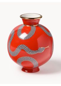 Jonathan Adler Wazon z porcelany ze złotymi akcentami Eden, W 23 cm Złoty, Pomarańczowy, Czarny, Biały Złoto, Metal, Porcelana &Oslash; 20 x W 23 cm