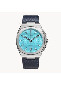 deTomaso Men's Watch - Silver Turquoise - Chronograph, case made of surgical steel, sapphire-hardened mineral glass, leather Strap, 42mm diameter, Japanese