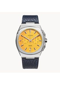 deTomaso Men's Watch - Silver Yellow - Chronograph, case made of surgical steel, sapphire-hardened mineral glass, leather Strap, 42mm diameter, Japanese Meca-