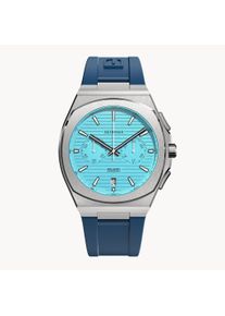deTomaso Men's Watch - Silver Turquoise - Chronograph, case made of surgical steel, sapphire-hardened mineral glass, reTPu Strap, 42mm diameter, Japanese Meca-
