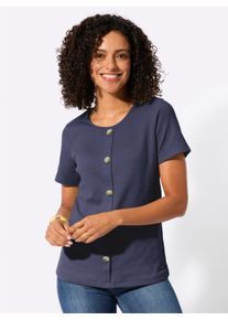 Damen Rundhalsshirt in Rippen-Jersey-Qualit&auml;t in marine ,Gr&ouml;&szlig;e 36, WITT, 95% Baumwolle, 5% Elasthan