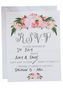 Ginger Ray 10 cartes d'invitation rsvp Boho Flowers