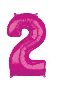 Amscan Ballon aluminium numéro 2 rose 66cm