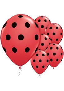 25 ballons en latex à pois rouge-noir 28cm